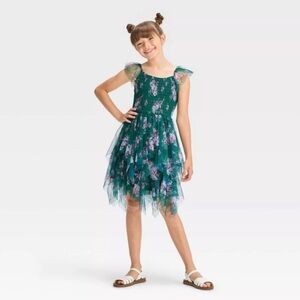 ZENZI Girls' Tiered Mesh Dress